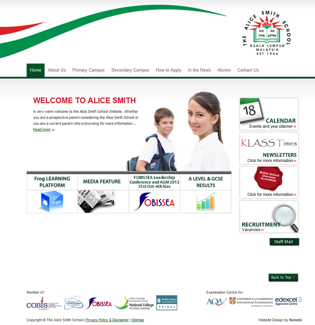 Nuweb clients - The Alice Smith School in Education