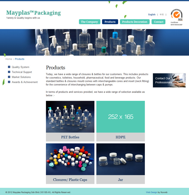 Nuweb clients - Mayplas Packaging in Corporate